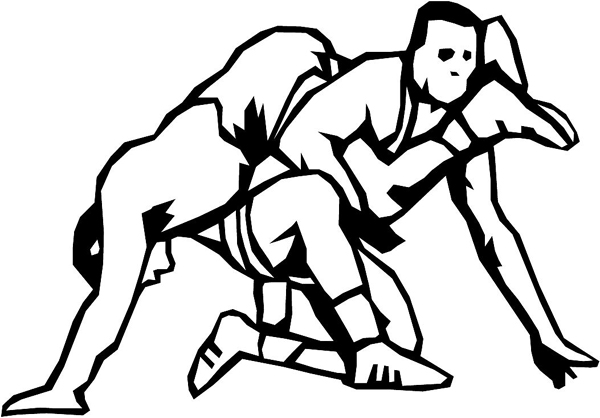 Wrestling action sports sticker. Customize on line. sport_131