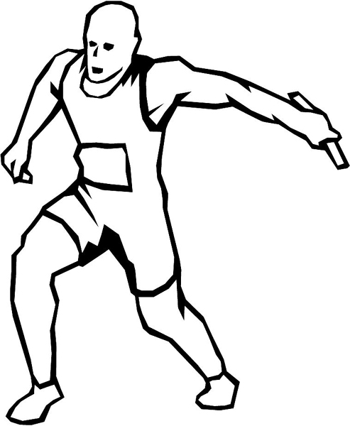 Baton runner vinyl sports sticker. Customize on line. sport_140