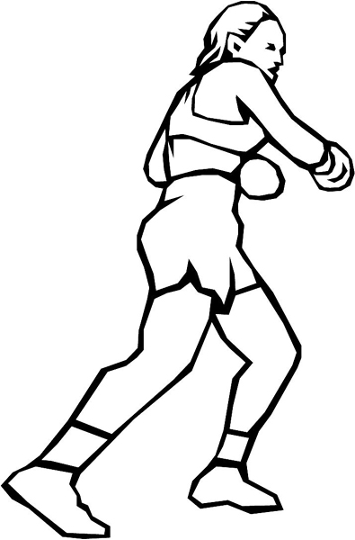 Lady boxer sports action vinyl decal. Personalize on line. sport_196
