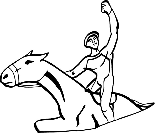 Horse and jockey vinyl sports action sticker. Make it personal as you order. sports-MISC_4BL_04