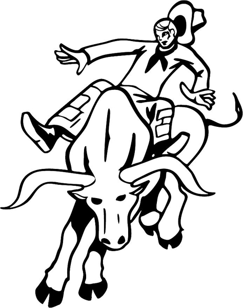 Bull riding cowboy vinyl sports sticker. Customize on line. sports-MISC_4BL_05