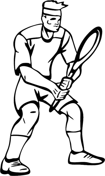 Tennis player vinyl sports action sticker. Customize on line. sports-MISC_4BL_18