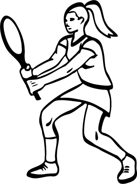 Lady tennis player action sports decal. Customize on line. sports-MISC_4BL_23