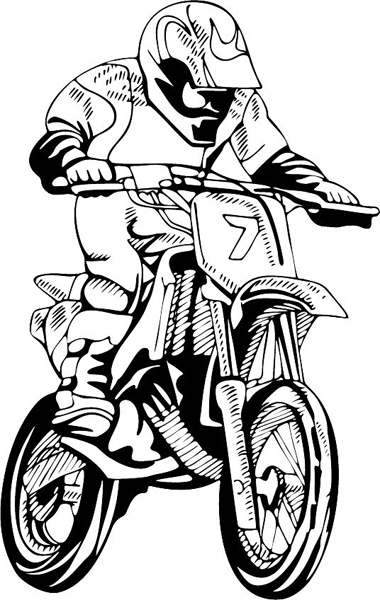 Motorcycle racing #7 action sports vinyl sticker. Personalize on line. sports-MISC_4BL_39
