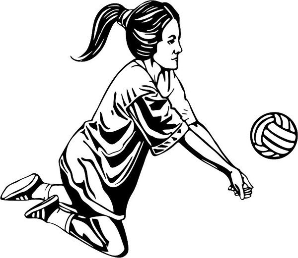 Lady volleyball player sports action vinyl sticker. Customize on line. sports-MISC_5BL_10