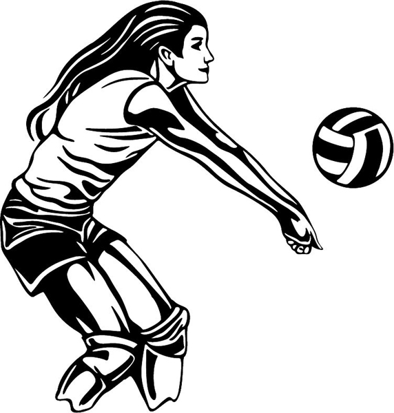 Lady volleyball action sports sticker. Customize on line. sports-MISC_5BL_19
