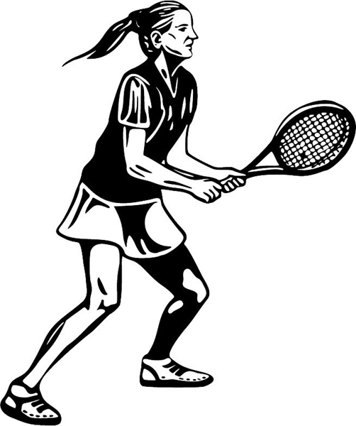 Lady tennis player sports action vinyl sticker. Customize on line. sports-MISC_5BL_29