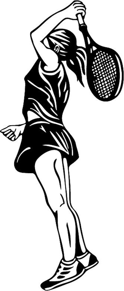 Lady tennis player sports action vinyl decal. Personalize on line. sports-MISC_5BL_30