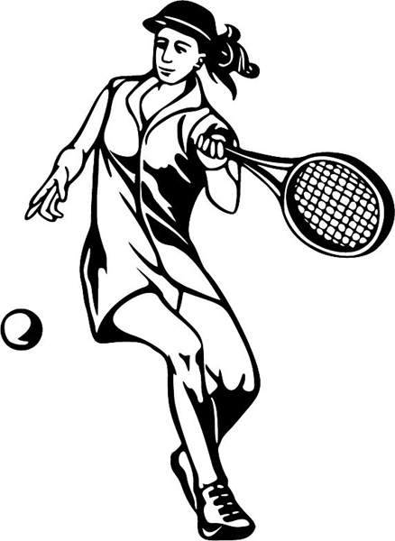 Lady tennis player action sports sticker. Customize on line. sports-MISC_5BL_33