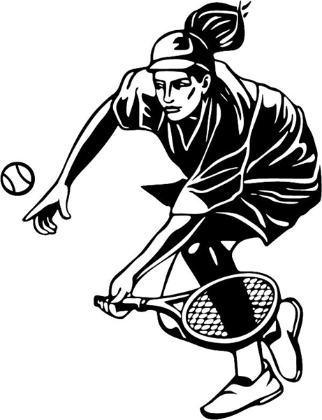 Lady tennis player sports action vinyl sticker. Customize on line. sports-MISC_5BL_36