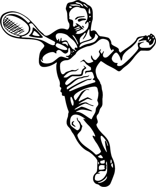 Tennis player sports action decal. Personalize on line. sports-MISC_5BL_44