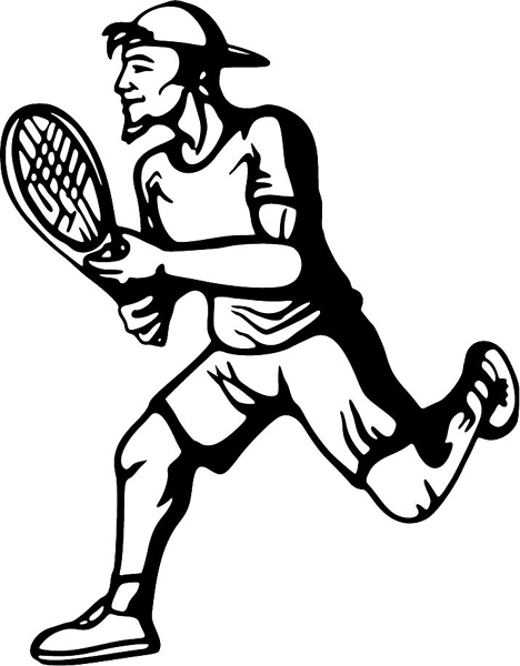Tennis player action sports decal. Customize on line. sports-MISC_5BL_45