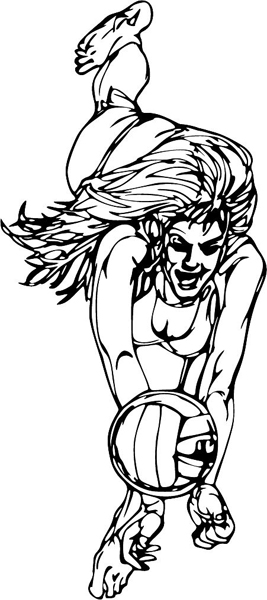 Lady volleyball action sports sticker. Personalize on line. sports-MISC_6BL_05