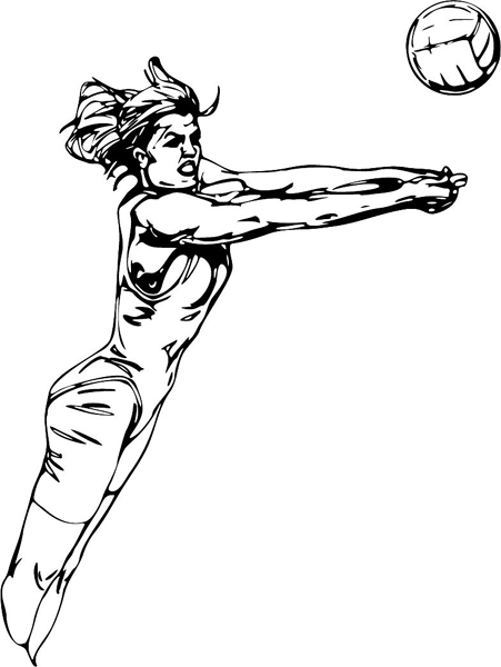 Lady's volleyball action sports sticker. Customize as you order. sports-MISC_6BL_06