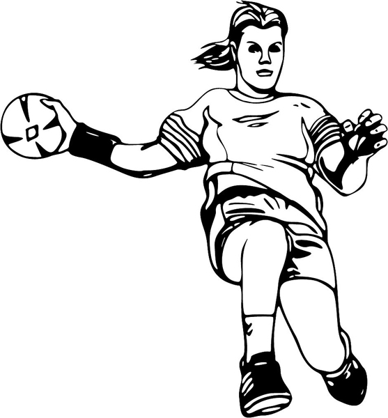 Lady athlete with ball vinyl sports action sticker. Customize on line. sports-MISC_6BL_27