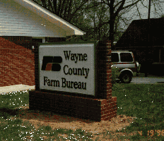 Wayne County Farm Bureaus Brick with Lighted Sign Cabinet