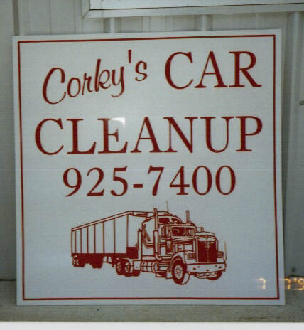 Corky's Car Cleanup Sign