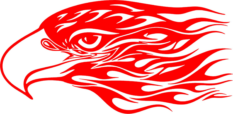 fleh_07 Flaming Eagle Head Graphic Flame Decal