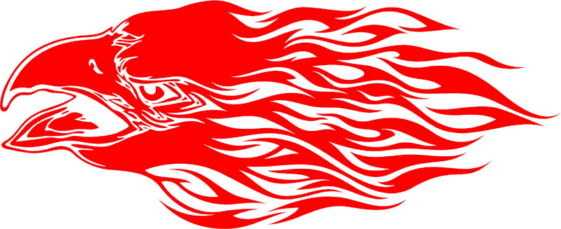 fleh_09 Flaming Eagle Head Graphic Flame Decal
