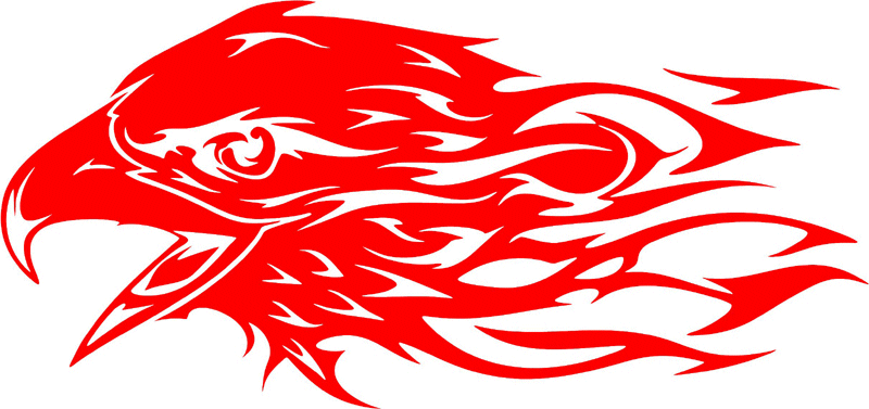 fleh_12 Flaming Eagle Head Graphic Flame Decal