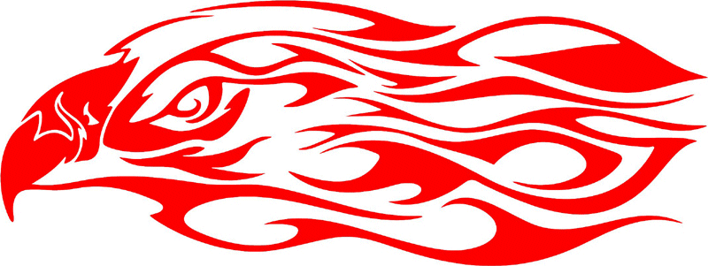 fleh_13 Flaming Eagle Head Graphic Flame Decal