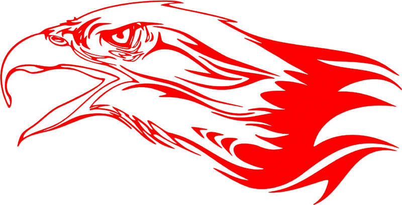 fleh_15 Flaming Eagle Head Graphic Flame Decal
