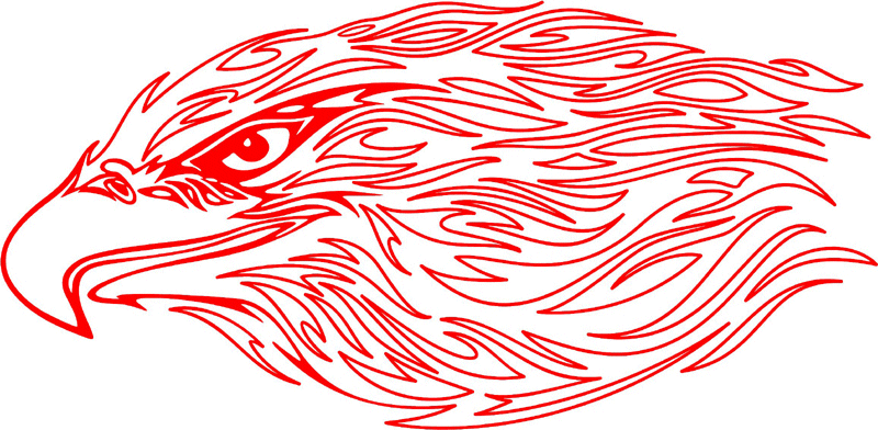 fleh_17 Flaming Eagle Head Graphic Flame Decal