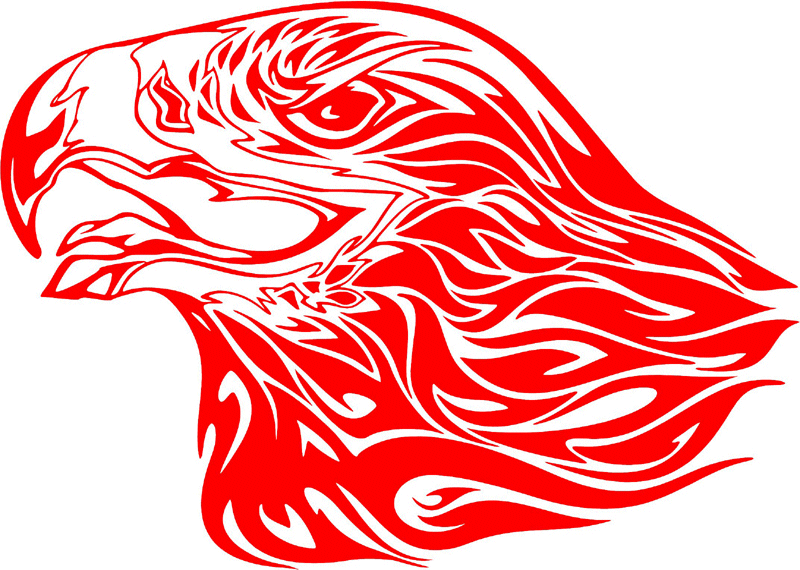 fleh_19 Flaming Eagle Head Graphic Flame Decal