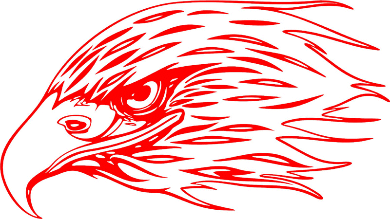 fleh_20 Flaming Eagle Head Graphic Flame Decal