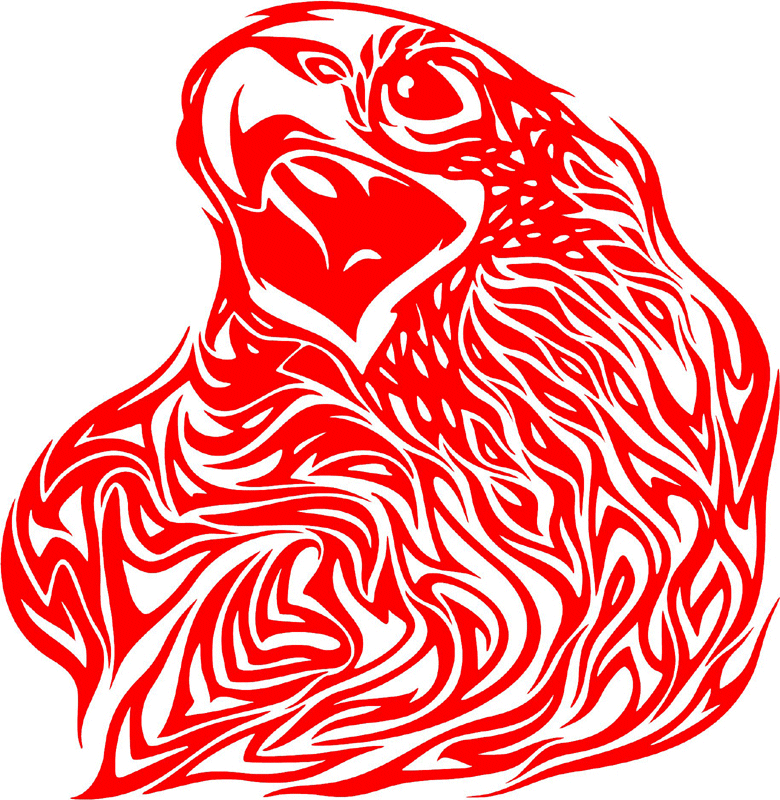 fleh_23 Flaming Eagle Head Graphic Flame Decal
