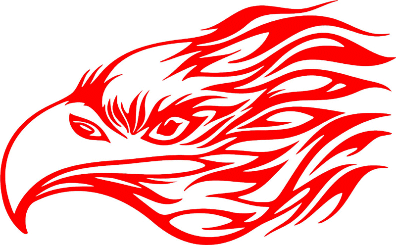 fleh_24 Flaming Eagle Head Graphic Flame Decal