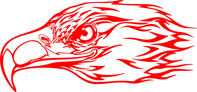 fleh_29 Flaming Eagle Head Graphic Flame Decal