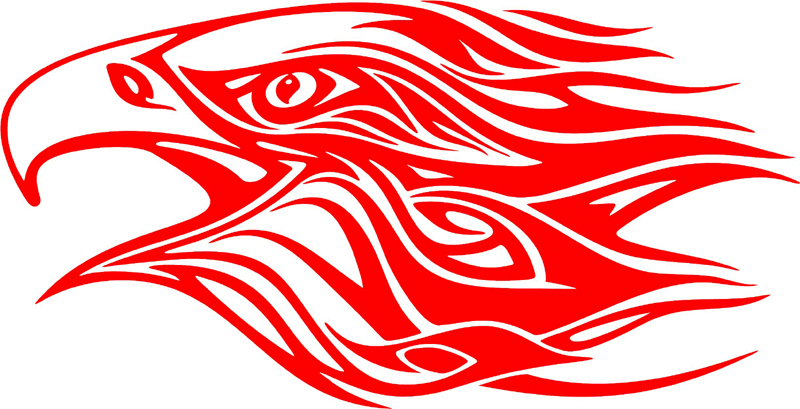 fleh_31 Flaming Eagle Head Graphic Flame Decal