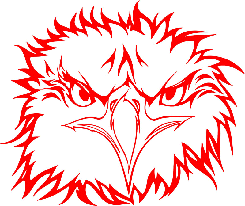 fleh_34 Flaming Eagle Head Graphic Flame Decal