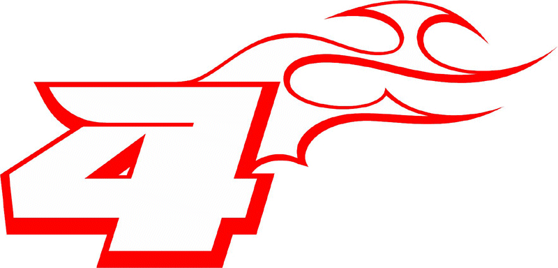 RT_RIGHT_4 Racing Flaming Numbers Graphic Flame Decal