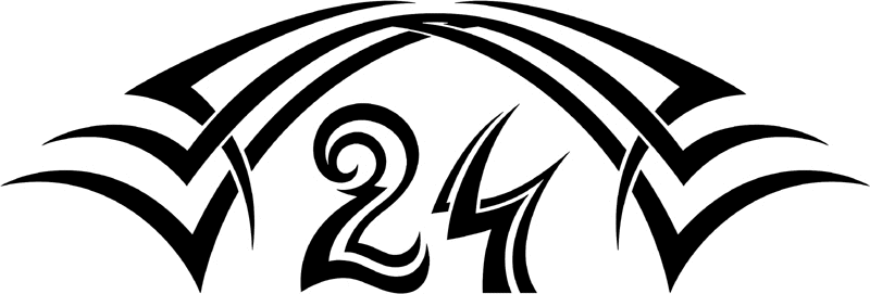 tnhood_24 Tribal Racing Numbers Graphic Flame Decal