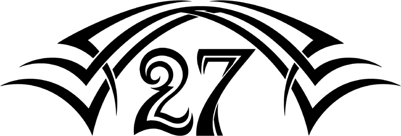 tnhood_27 Tribal Racing Numbers Graphic Flame Decal