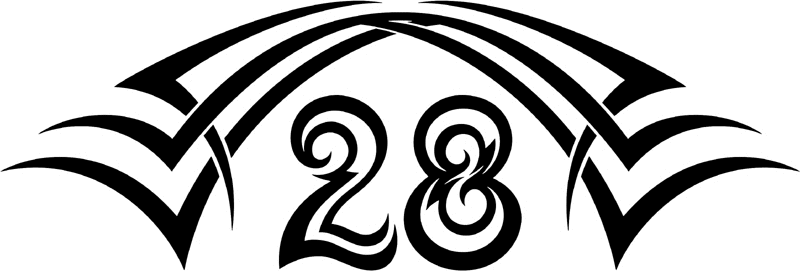 tnhood_28 Tribal Racing Numbers Graphic Flame Decal