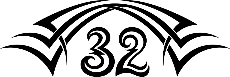 tnhood_32 Tribal Racing Numbers Graphic Flame Decal
