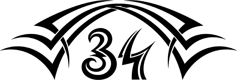 tnhood_34 Tribal Racing Numbers Graphic Flame Decal