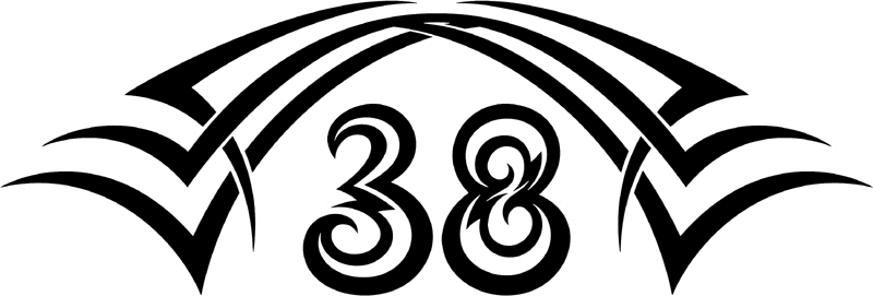 tnhood_38 Tribal Racing Numbers Graphic Flame Decal