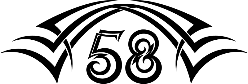 tnhood_58 Tribal Racing Numbers Graphic Flame Decal