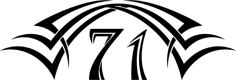 tnhood_71 Tribal Racing Numbers Graphic Flame Decal