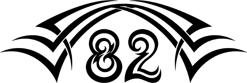 tnhood_82 Tribal Racing Numbers Graphic Flame Decal