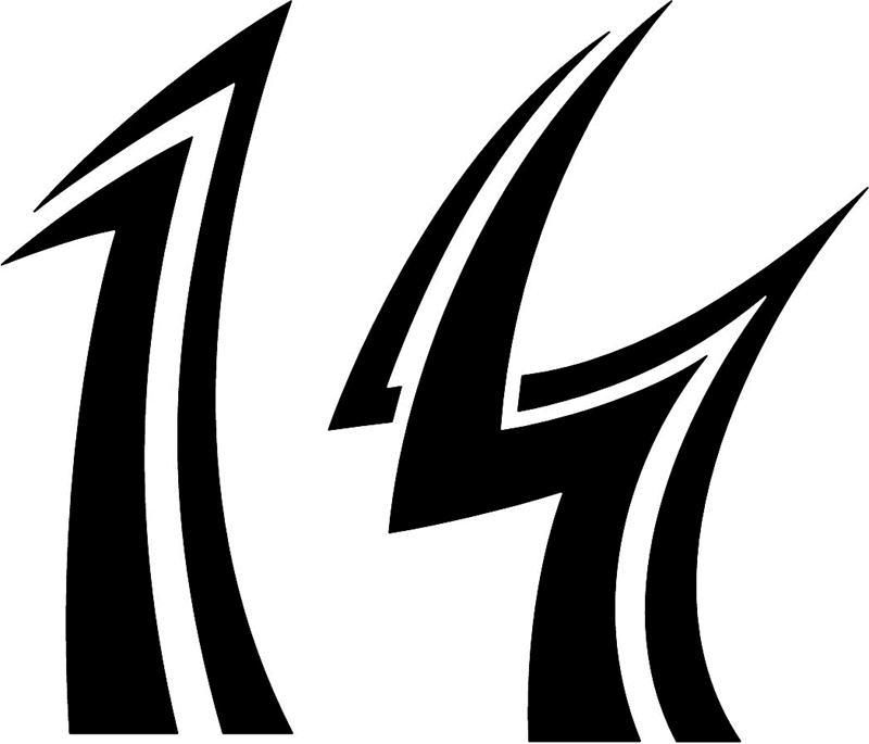 tnorigin_14 Tribal Racing Numbers Graphic Flame Decal