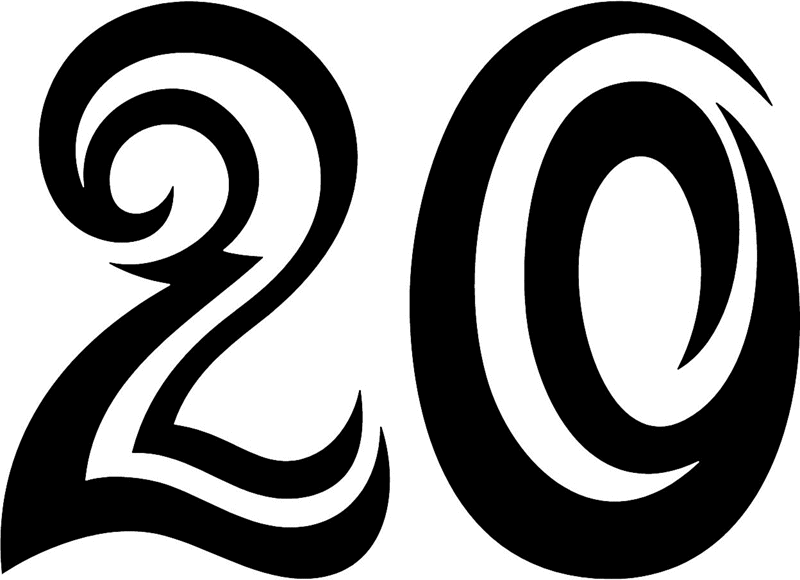 20 на белом фоне. Цифра 20 чб. Стилизация числа 20. Design number 20. Число 20 орнамент.