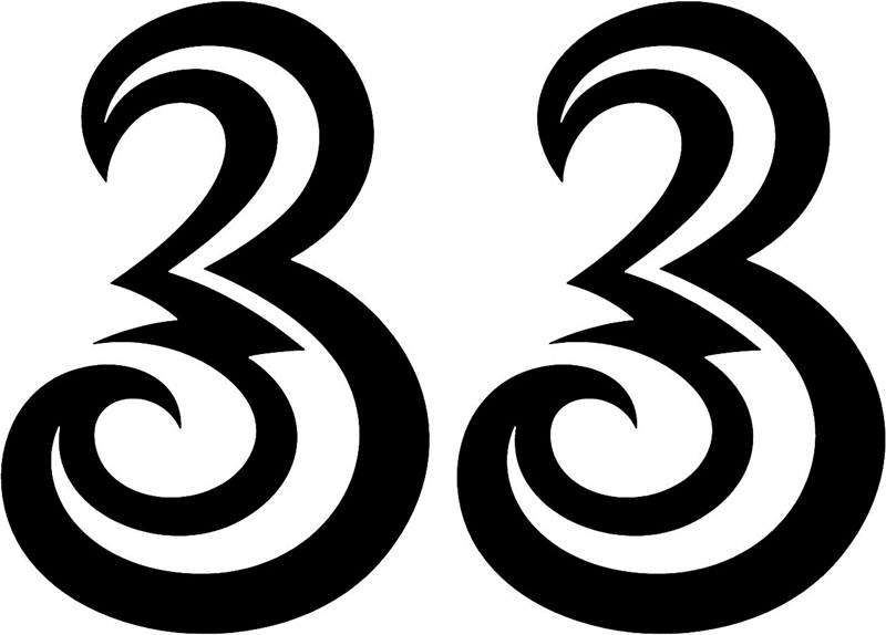 tnorigin_33 Tribal Racing Numbers Graphic Flame Decal