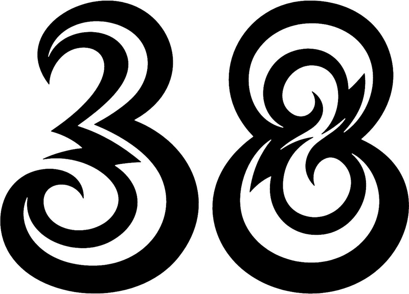 tnorigin_38 Tribal Racing Numbers Graphic Flame Decal