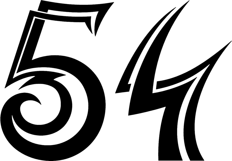 tnorigin_54 Tribal Racing Numbers Graphic Flame Decal