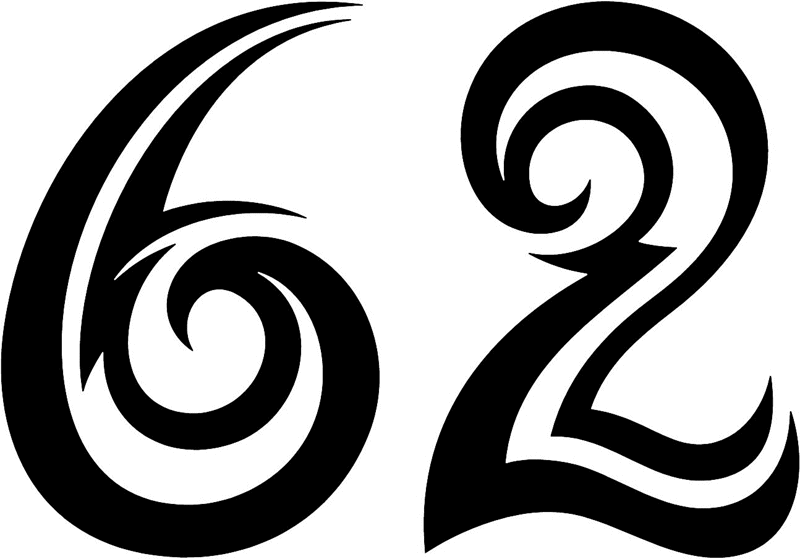 tnorigin_62 Tribal Racing Numbers Graphic Flame Decal